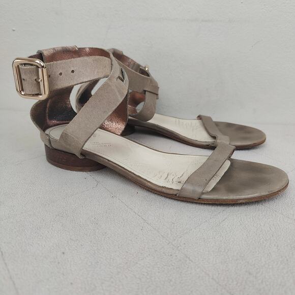 Maison Martin Margiela‎ Sandals Womens 38.5 Taupe Metallic Leather Strappy Boho - Picture 1 of 8